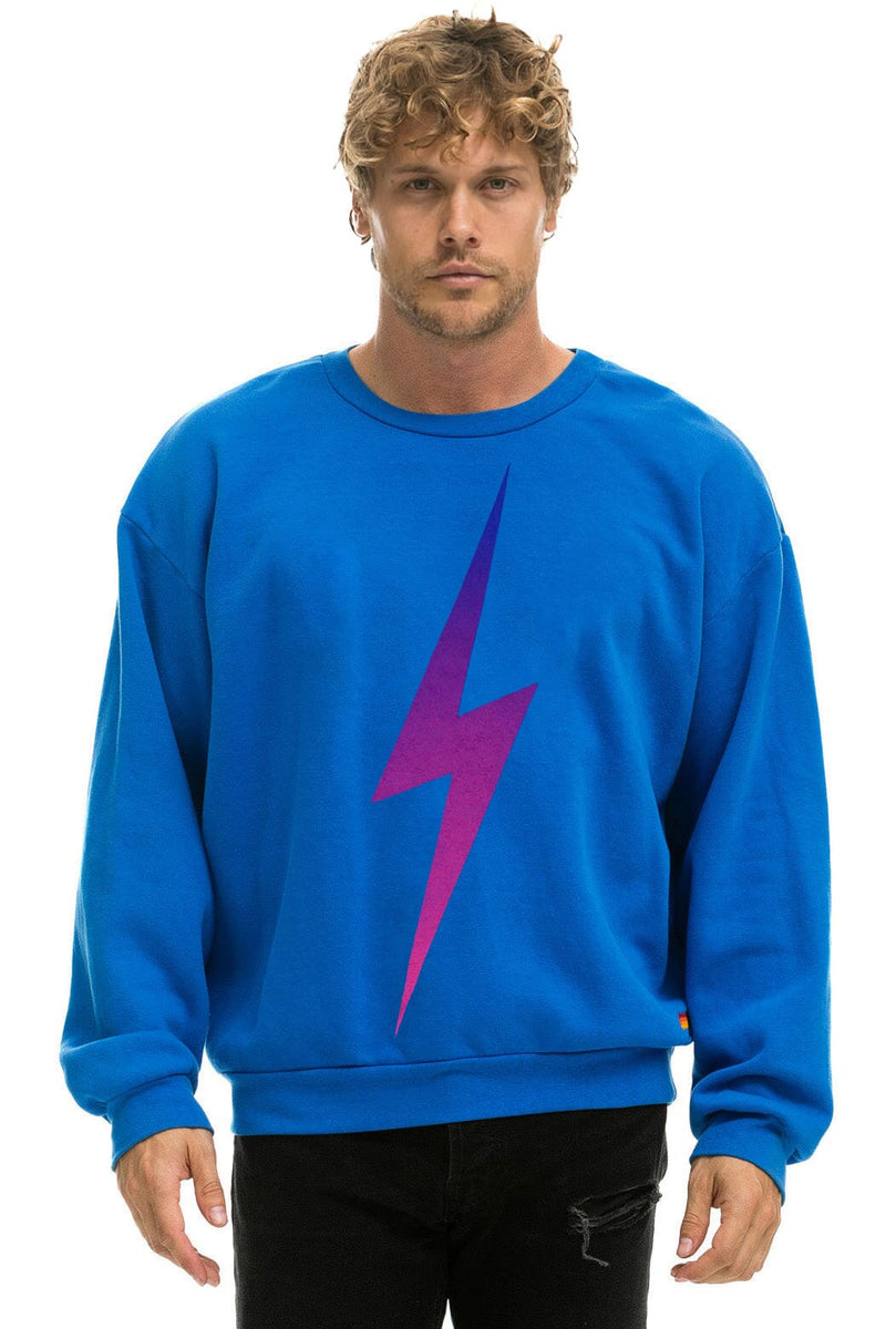 Bolt Fade Relaxed Crew Sweatshirt in Ocean/Pink Purple