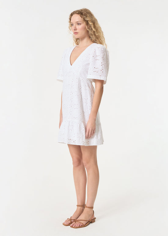 Rhode Mariana Dress, White Chelsea Eyelet