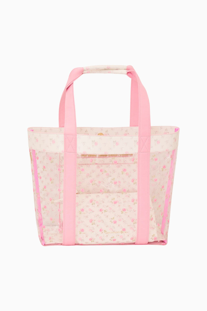LoveShack Fancy - Marjorie Ditsy Floral PVC Tote - Sunwashed Ivory