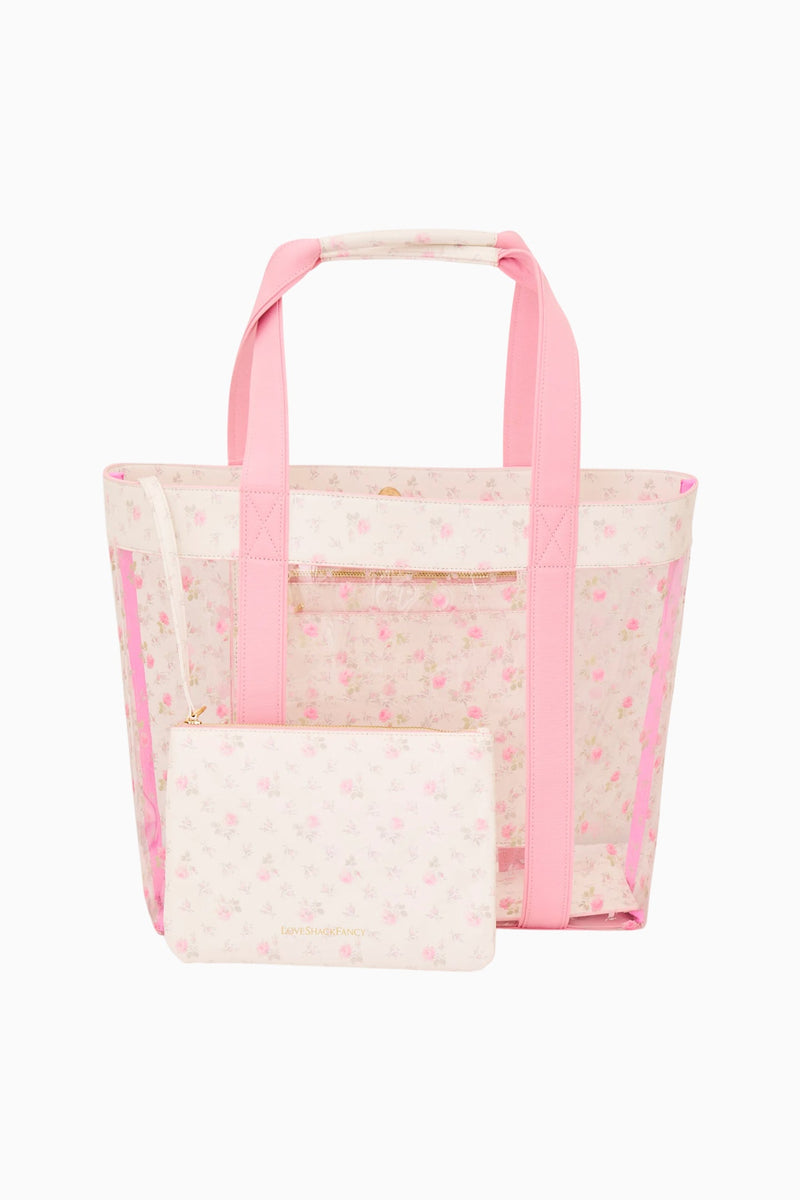 LoveShack Fancy - Marjorie Ditsy Floral PVC Tote - Sunwashed Ivory