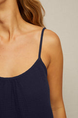 PerfectWhiteTee - Marlo Double Gauze Tank - Navy