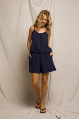 PerfectWhiteTee - Lucca Double Gauze Short - Navy