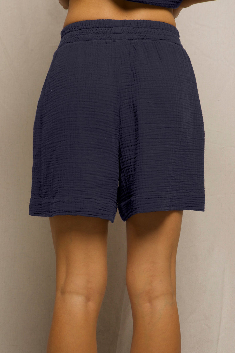 PerfectWhiteTee - Lucca Double Gauze Short - Navy