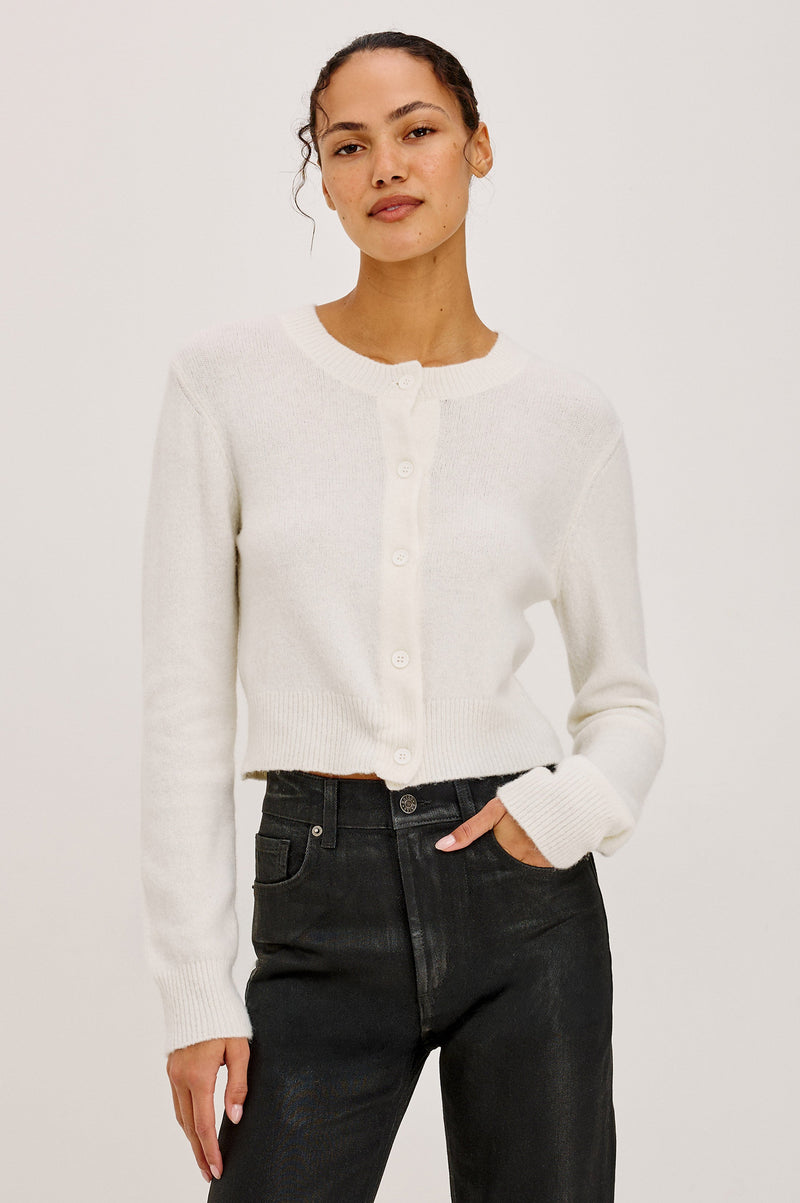 Matilda Cardigan in Ivory, front view