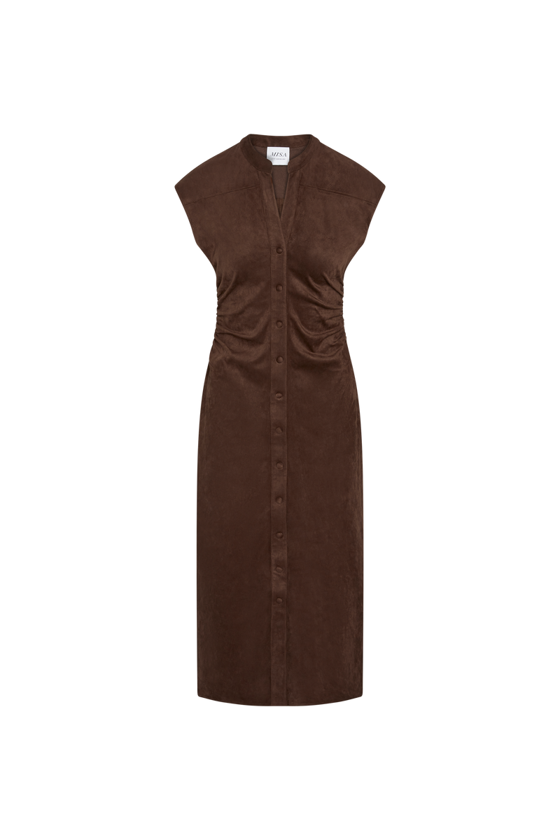 Maud Dress in Faux Suede, front