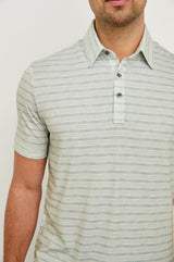 Rails - Merced Golf Polo Shirt - Sashiko Border White