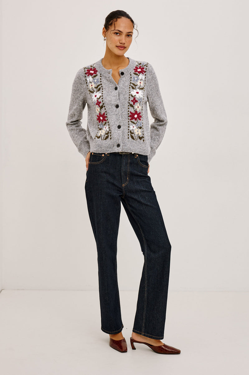 Millie Cardigan in Grey Flora