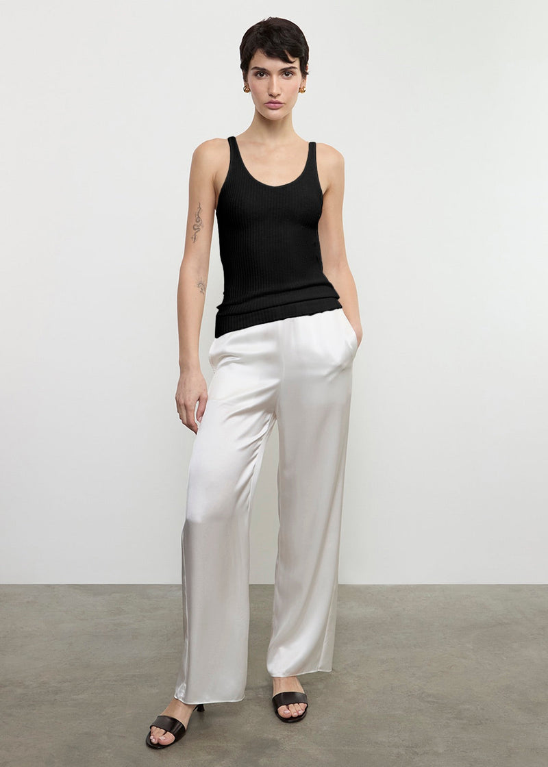 Military Rib Slim Tank in Black, view 2
