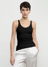 Military Rib Slim Tank in Black