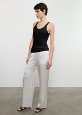 Military Rib Slim Tank in Black, view 4