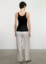 Military Rib Slim Tank in Black, view 3