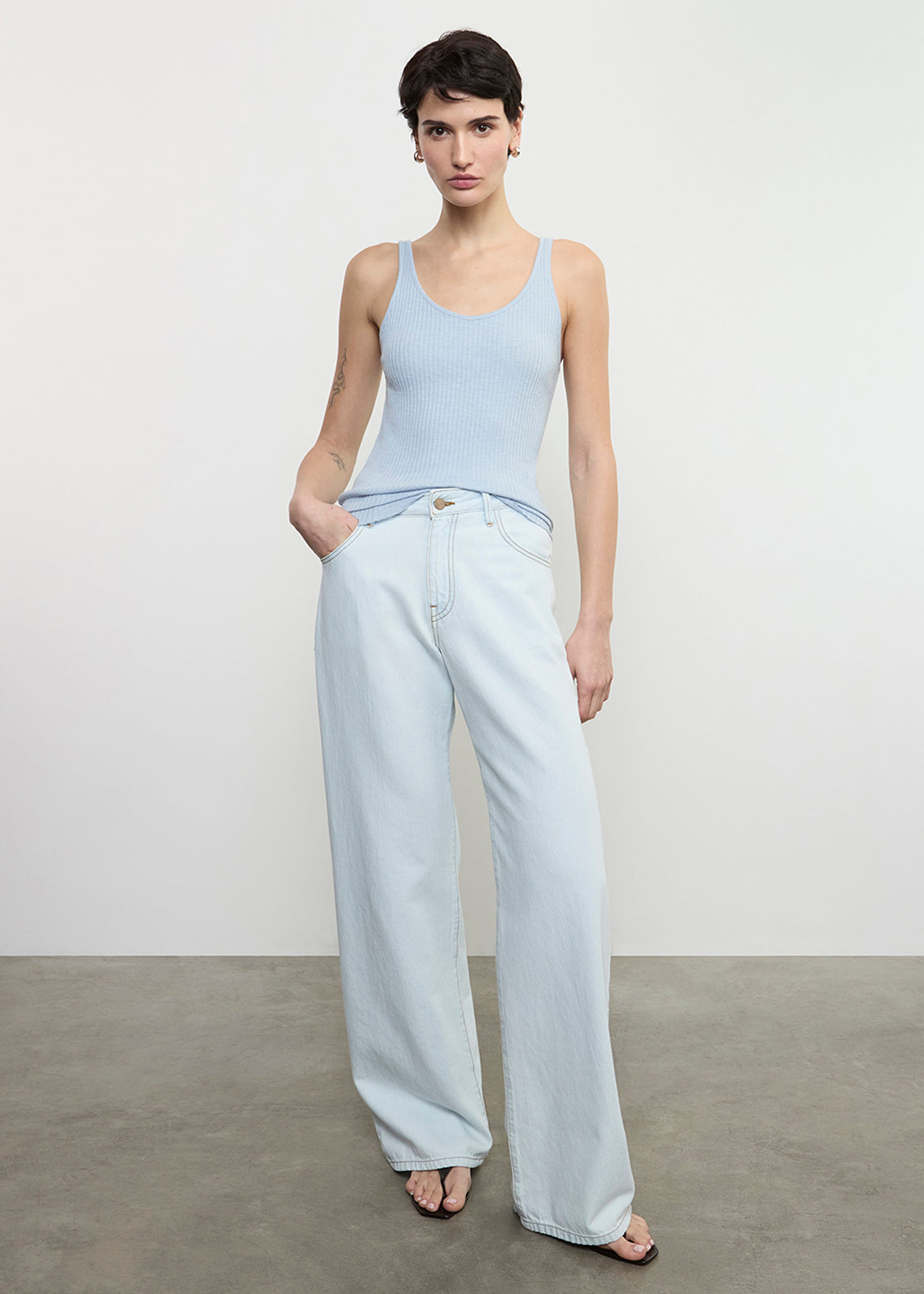 Enza Costa - Military Rib Slim Tank - Sky