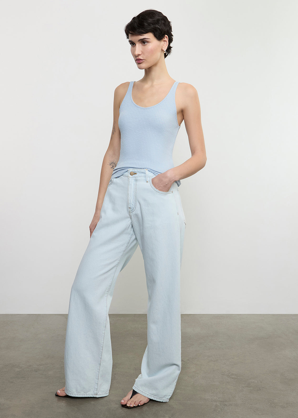 Enza Costa - Military Rib Slim Tank - Sky