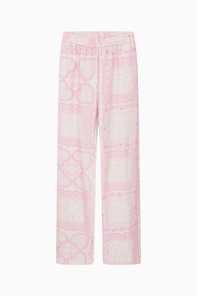 LoveShackFancy - Momo Heart Print Fleece Sweatpant - Love Lace