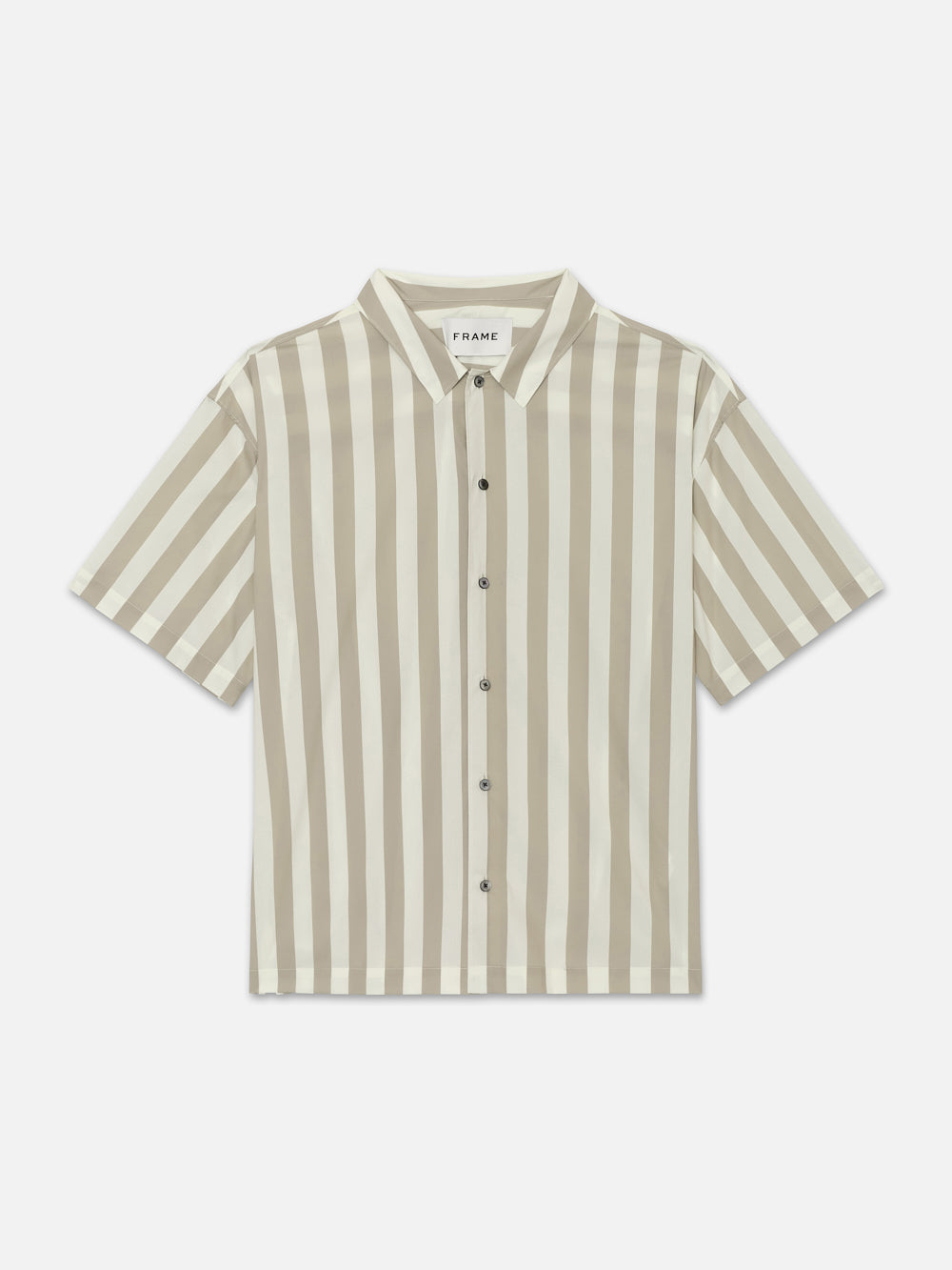 Camp Collar Shirt, Smoke Beige Stripe