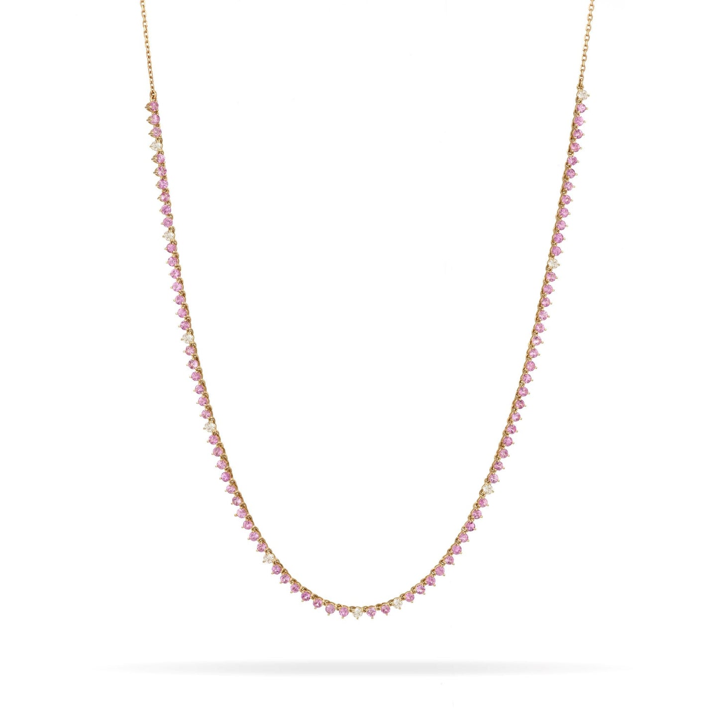 Adina Reyter - Pink Sapphire + Diamond Half Riviera Necklace