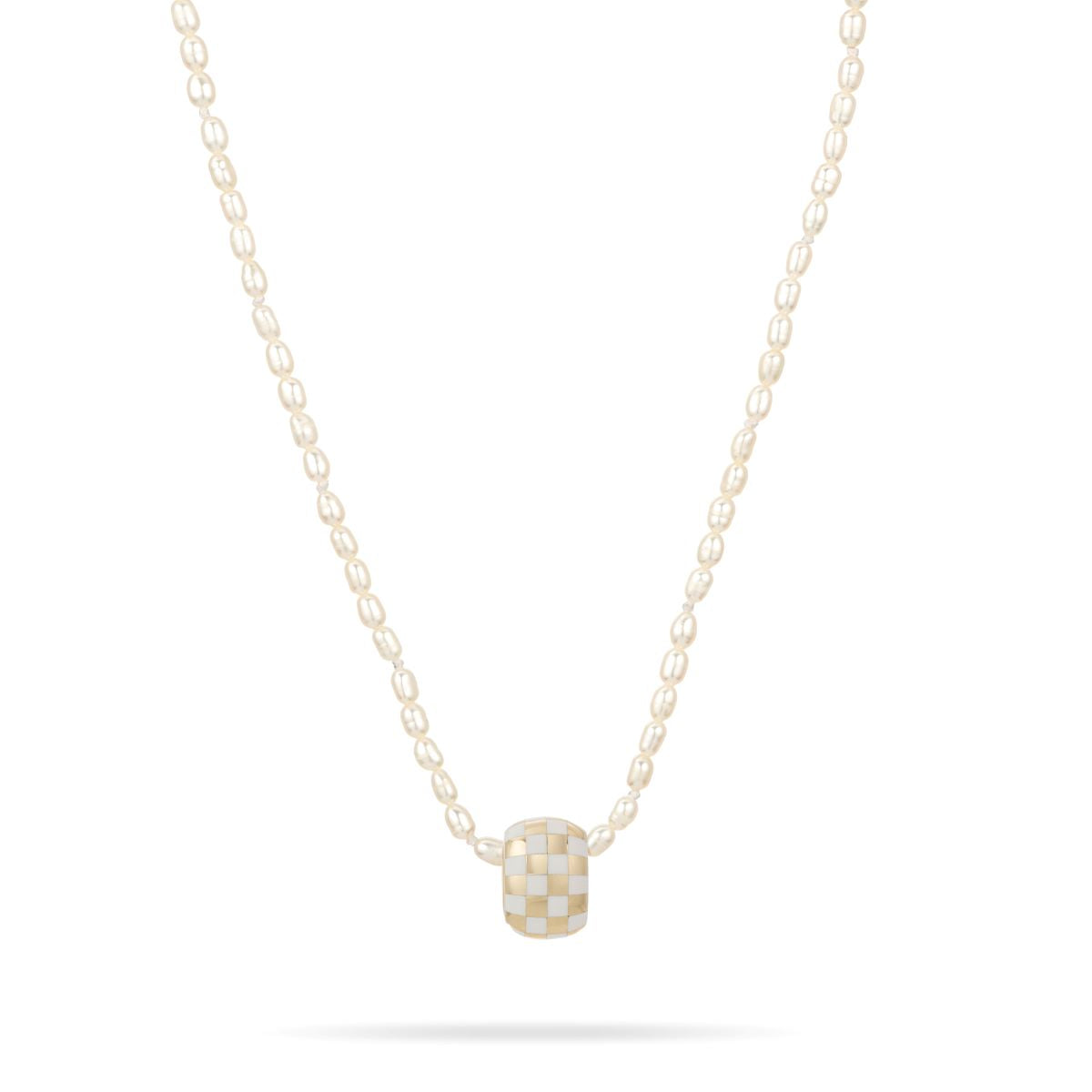 Adina Reyter - White Ceramic Checkerboard Big Bead