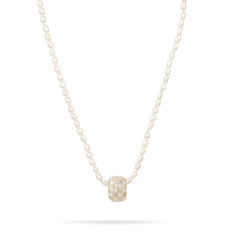 Adina Reyter - White Ceramic Checkerboard Big Bead