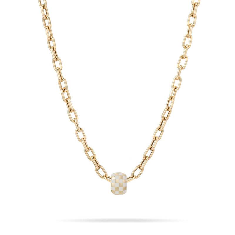 Adina Reyter - White Ceramic Checkerboard Big Bead