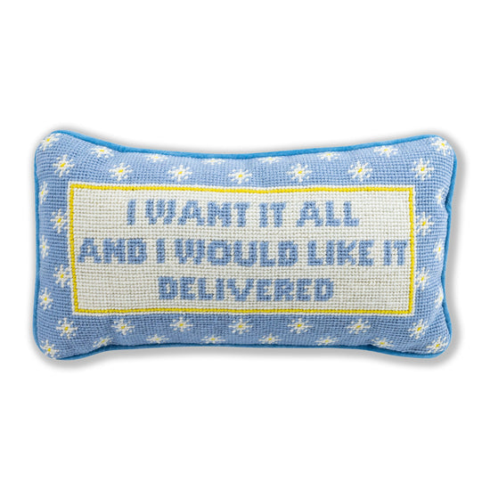 Load image into Gallery viewer, I Want It All Needlepoint Pillow
