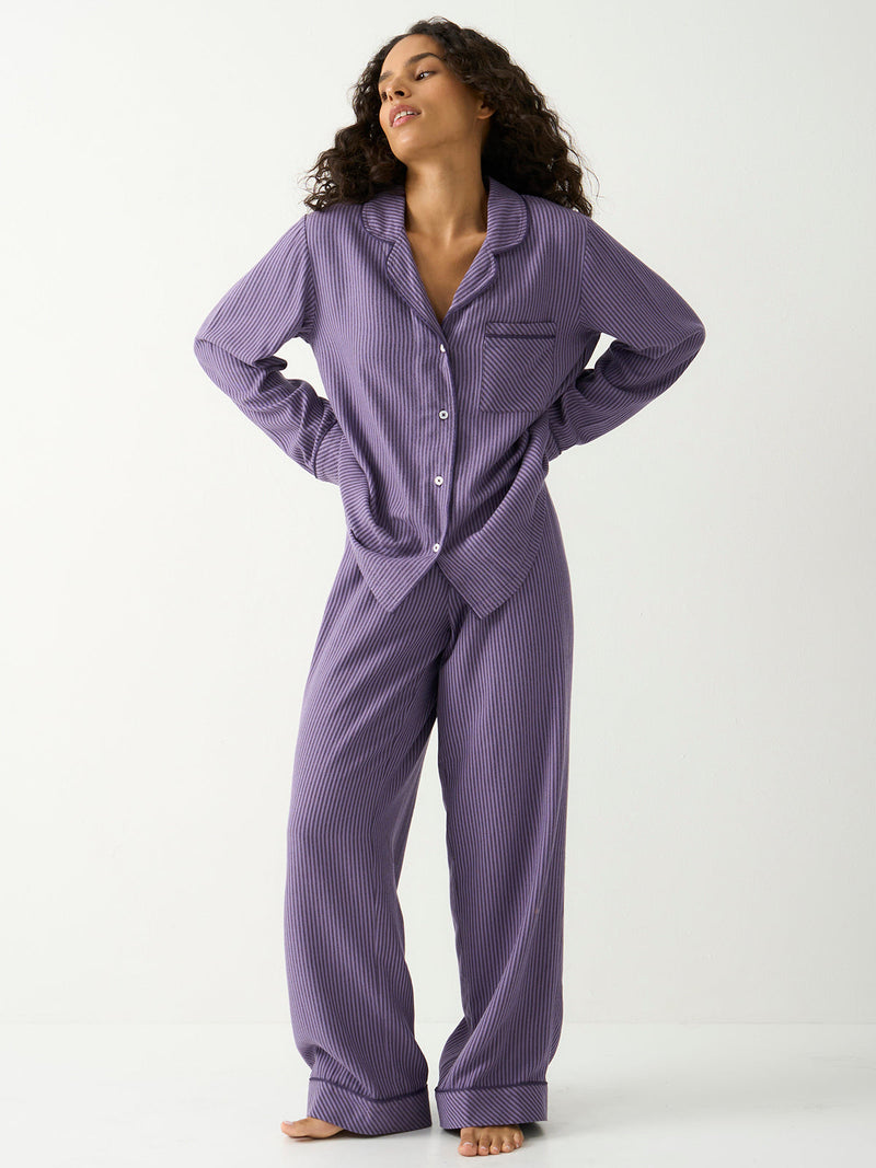 Ecovero Long Sleeve Pyjama Top in Night Fog, detail