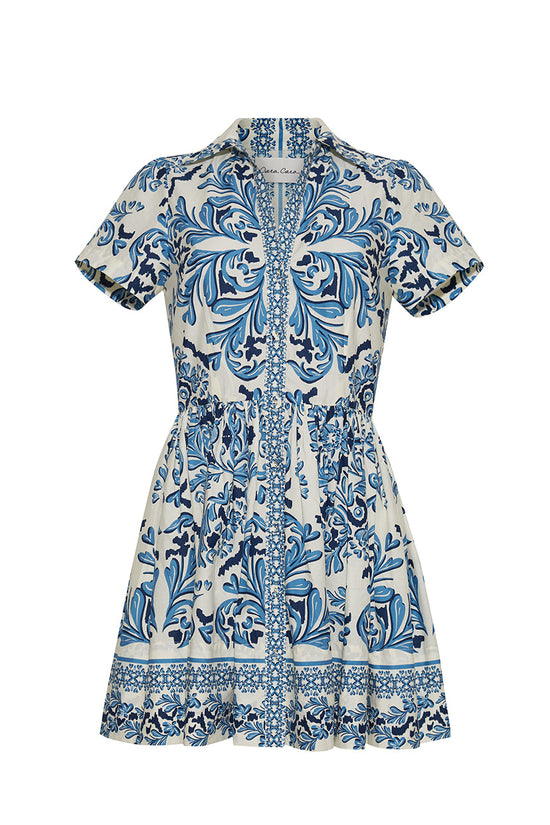 cara cara blue and white dress Cara Cara Nash Tossed Blue Floral Mini Shirt Dress