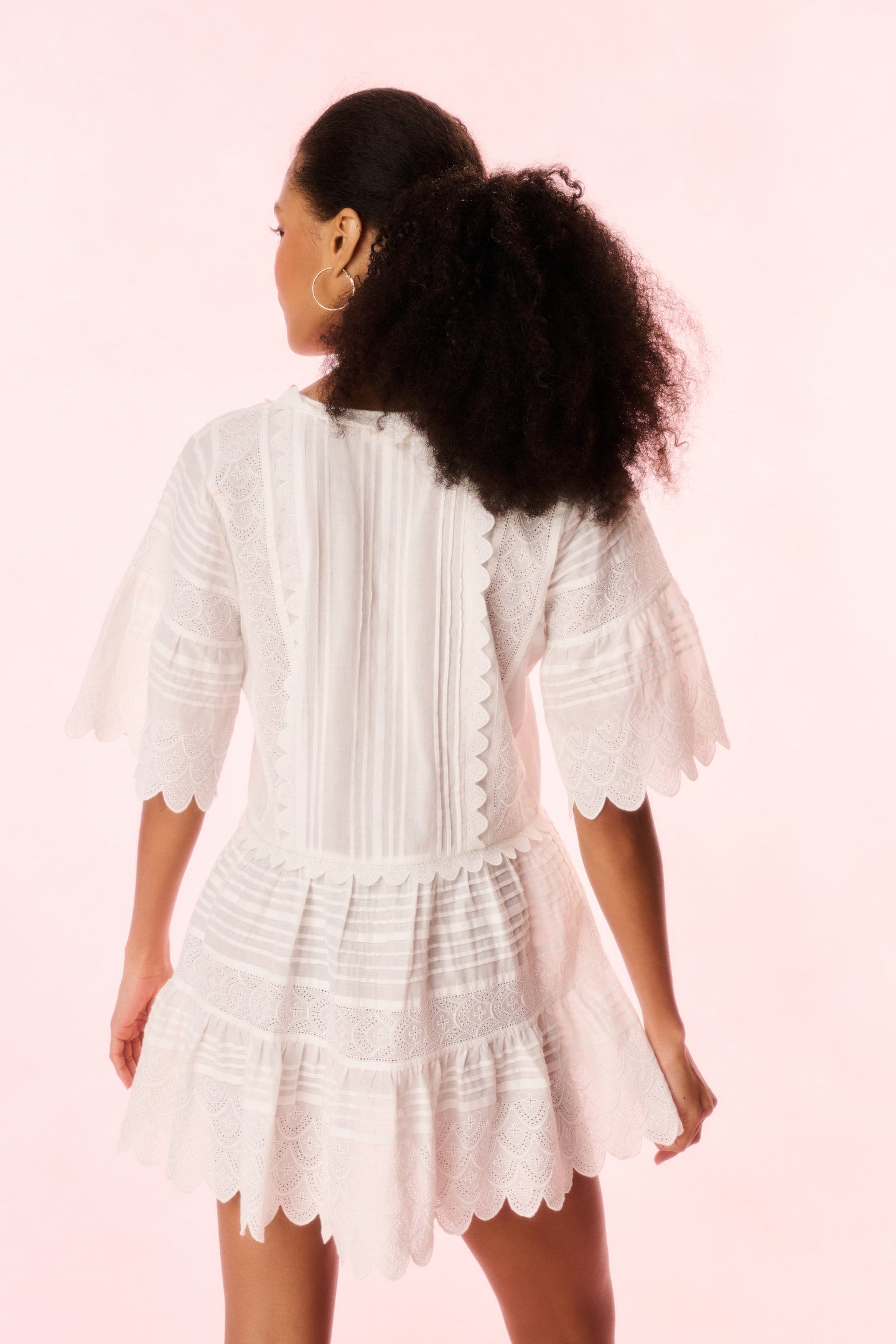 LoveShackFancy - Orcia Cotton Scalloped Mini Dress - Optic White