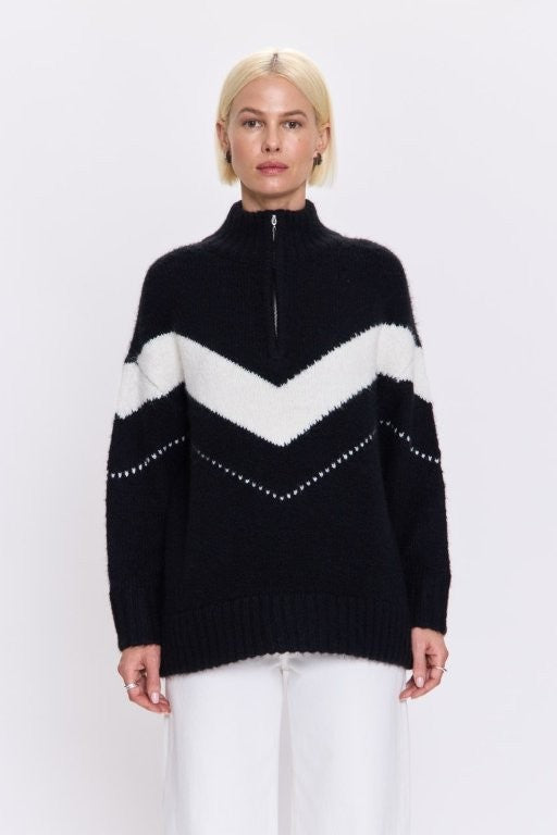 Pistola - Arden Chevron Colorblock Sweater - Black Vanilla Ice