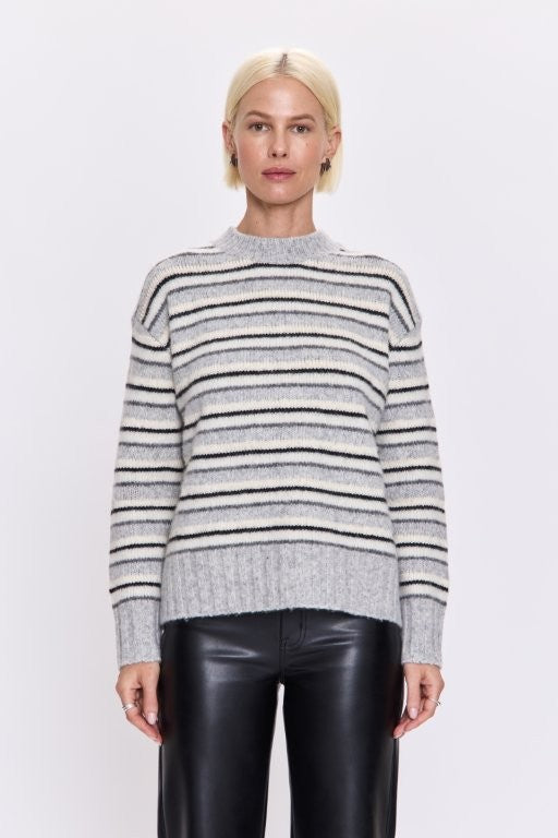 Pistola - Hanna Oversized Variegated Stripe Sweater - Grey White Stripe