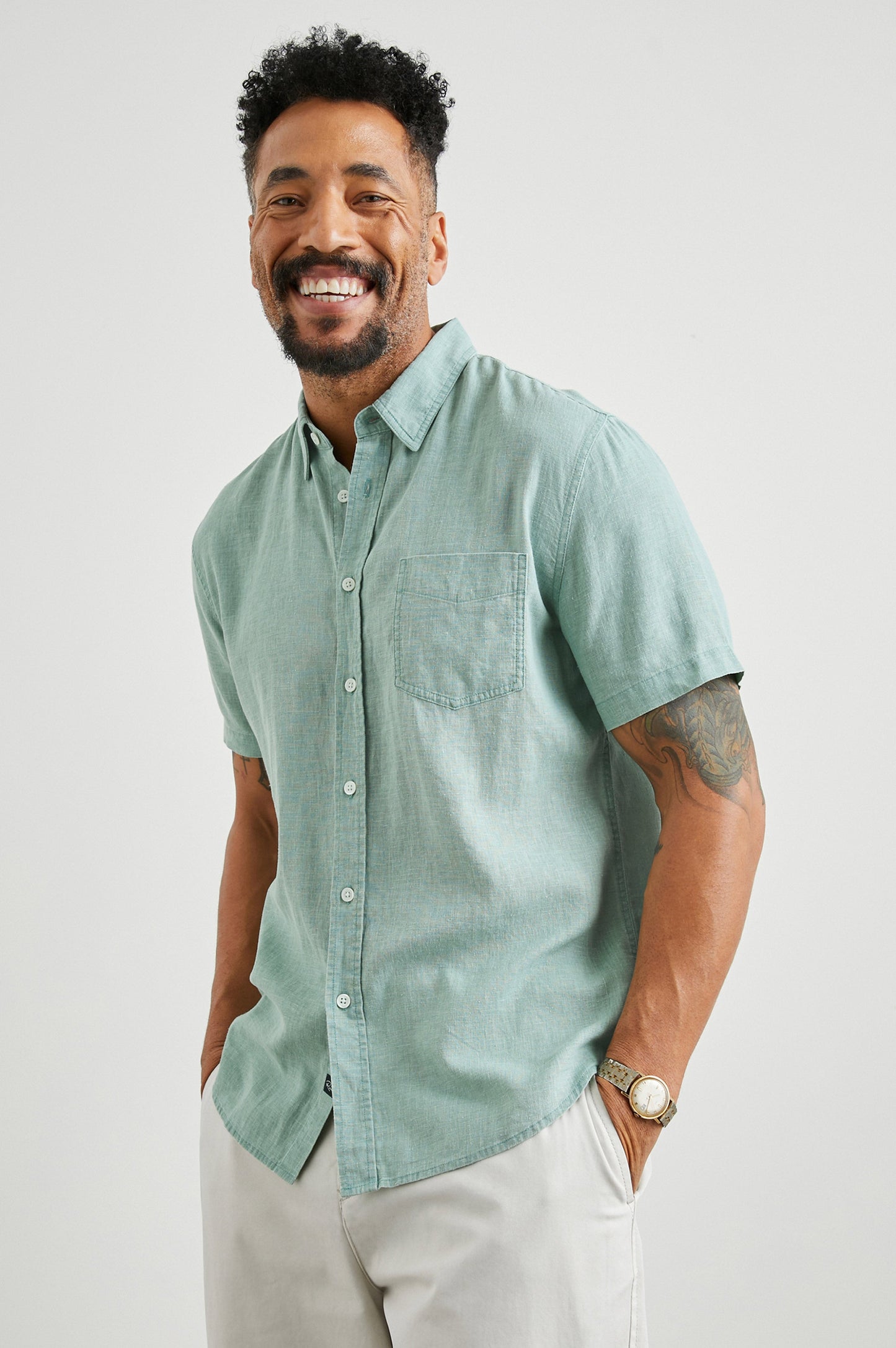 mens jade dress shirt Rock & Roll Denim Men's Jade Solid Twill Button Down Shirt RRMSODRZ5S-34