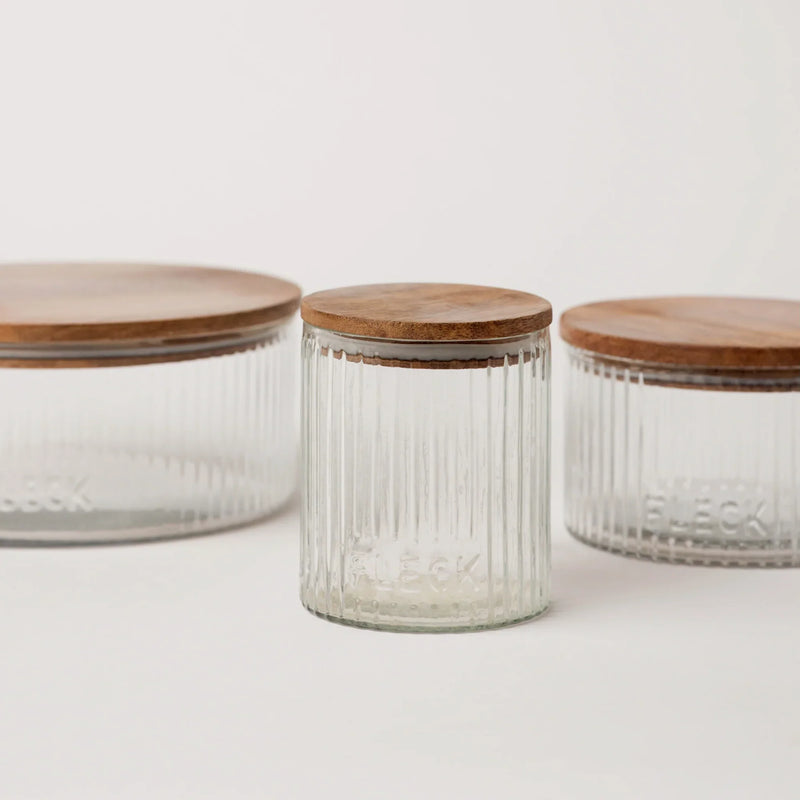 Fluted Glass Storage Jars (Set of 3)