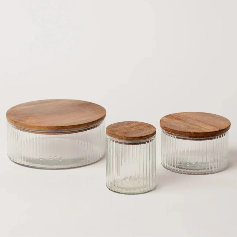 Fluted Glass Storage Jars (Set of 3)