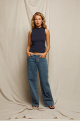 PerfectWhiteTee - Phoebe Shell Tank Top - Navy