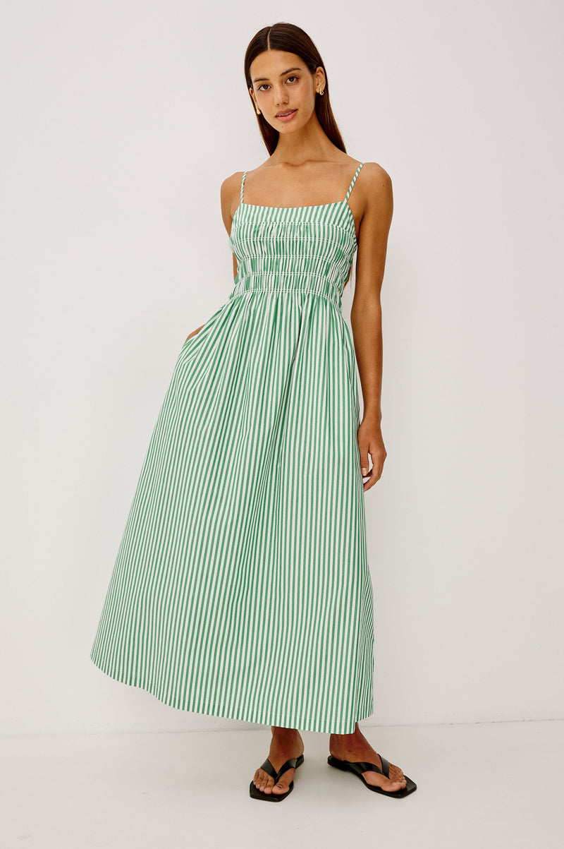 Primrose Dress - Emerald Stripe