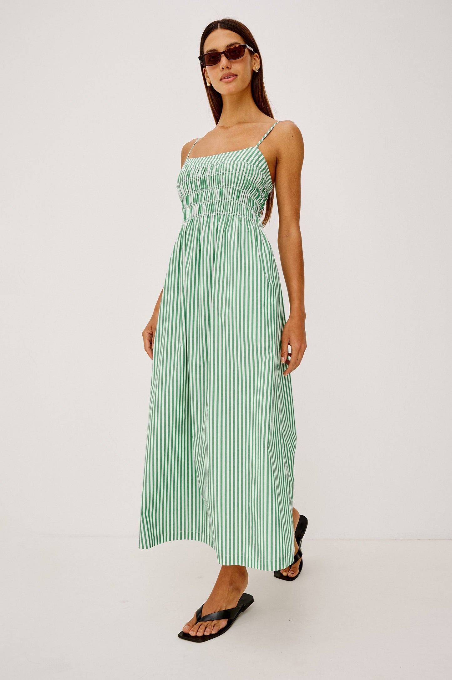Primrose Dress - Emerald Stripe