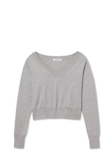 PerfectWhiteTee - Georgina V-Neck Sweater – Heather Grey