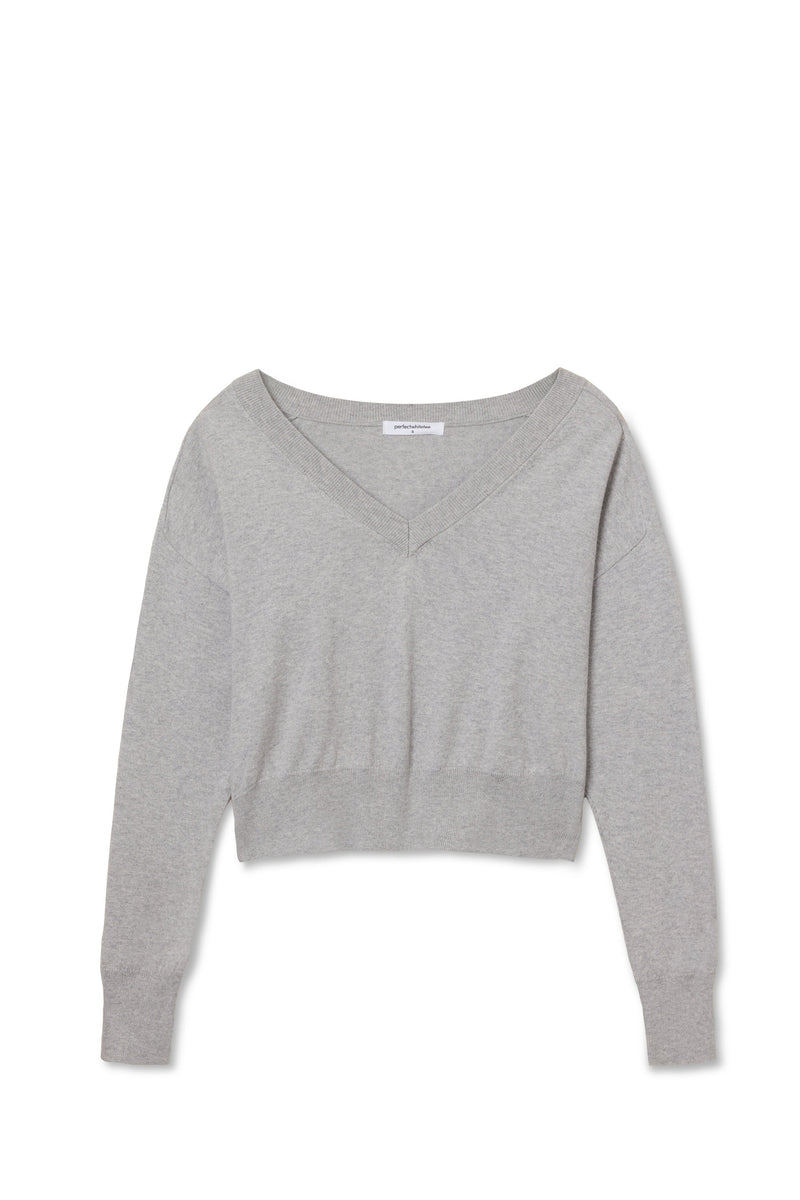 PerfectWhiteTee - Georgina V-Neck Sweater – Heather Grey