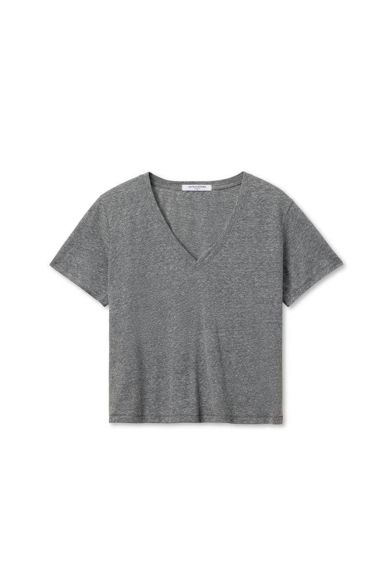 PerfectWhiteTee - Beckett Crispy Cotton V/U Neck Tee - Heather Grey