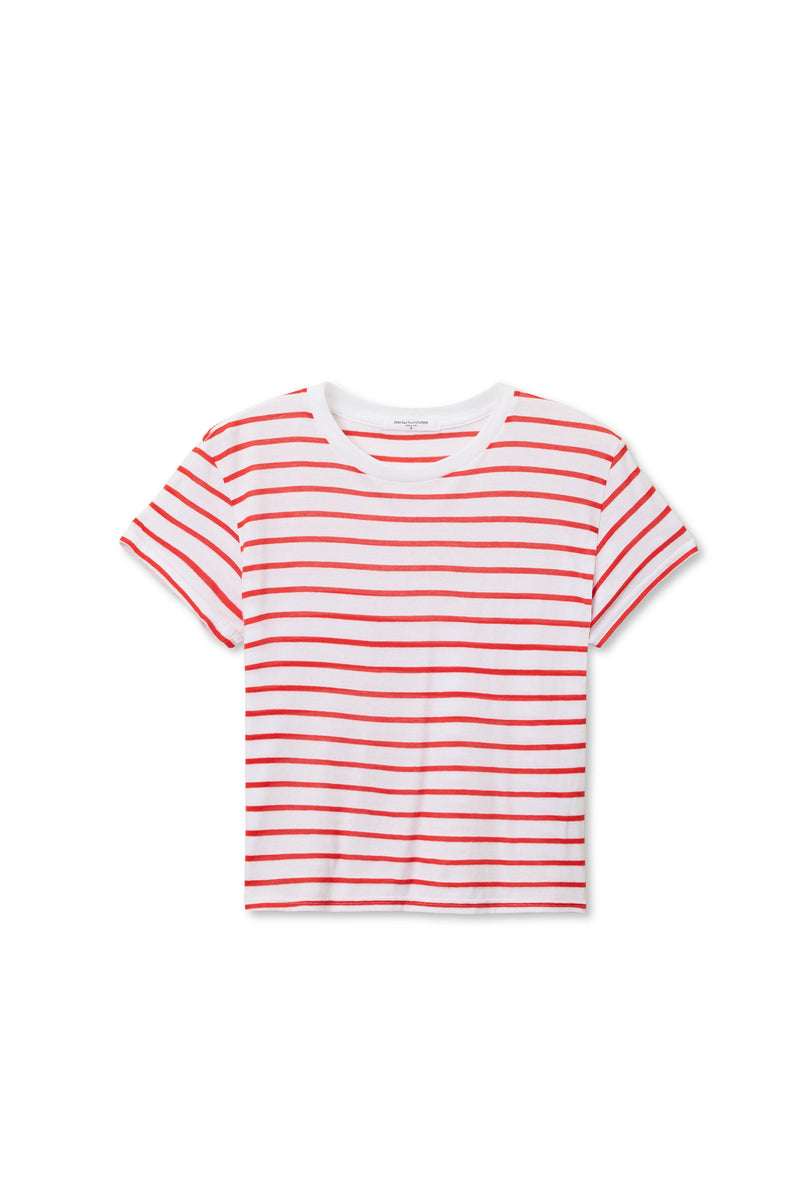 PerfectWhiteTee - Everett Stripe Jersey Striped Short Sleeve Tee - Tomato Stripe