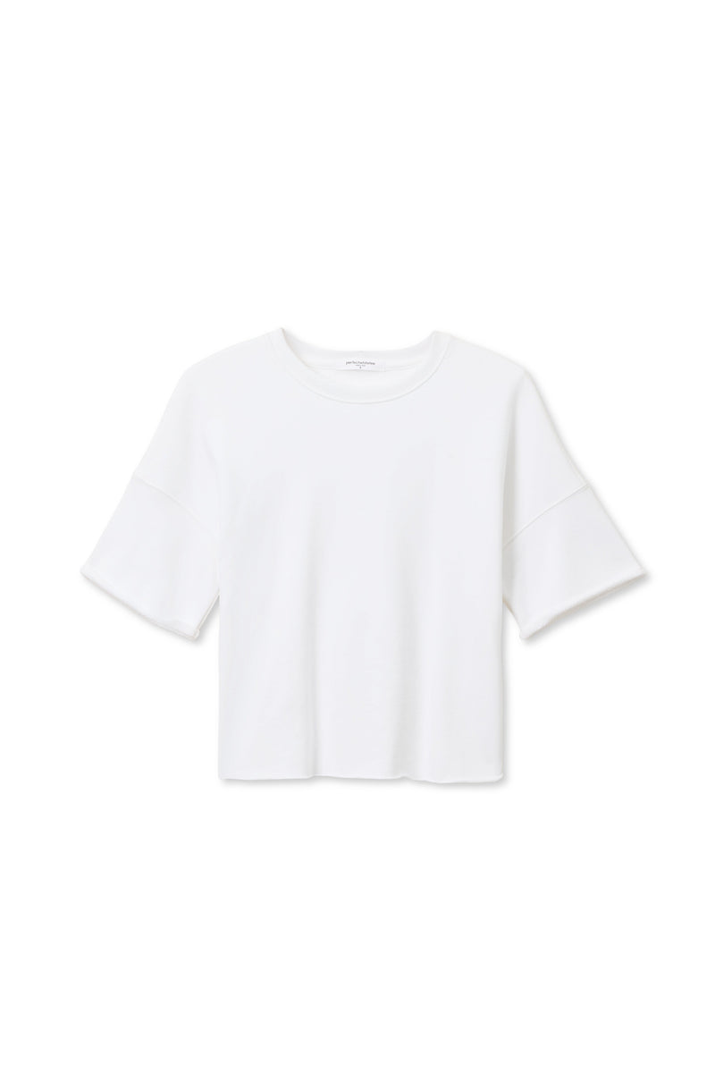 PerfectWhiteTee - Ezra French Terry Short Sleeve Sweatshirt - White