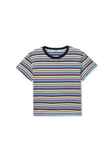 PerfectWhiteTee - Dawn Cotton Jersey Ringer Stripe Tee - Pacific Clementine Stripe