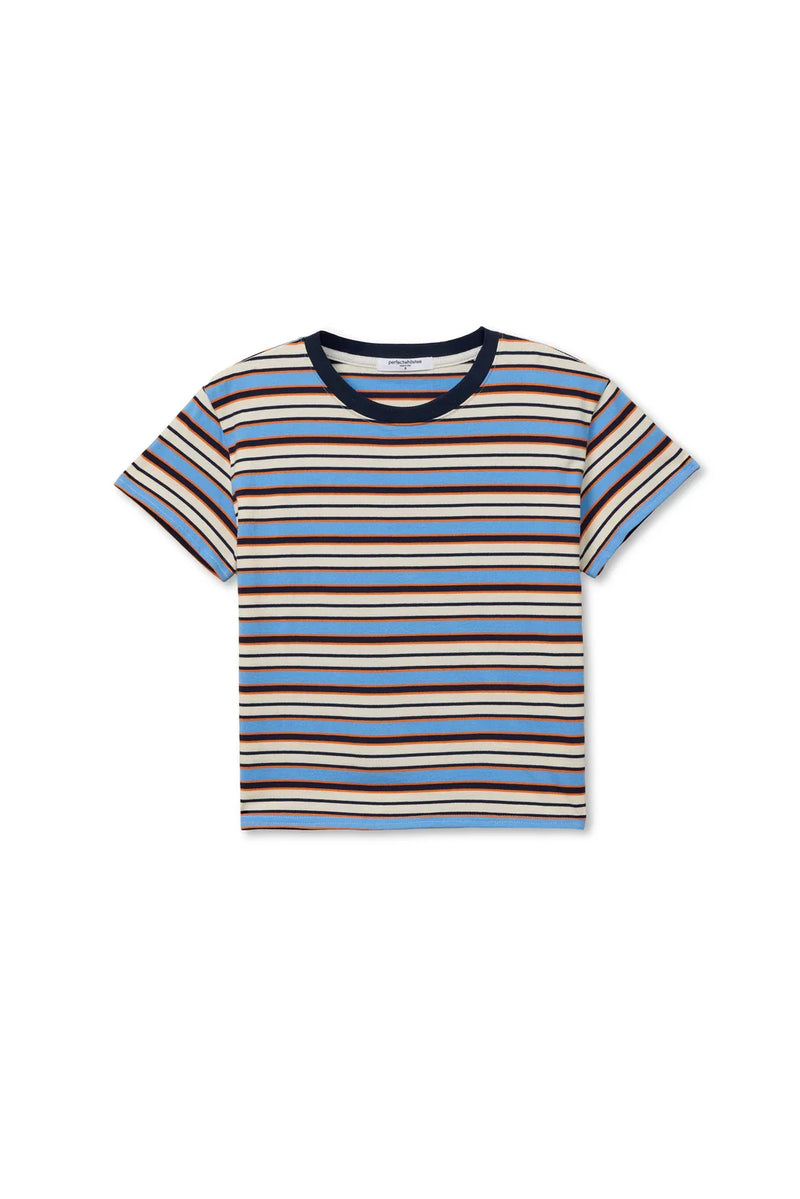 PerfectWhiteTee - Dawn Cotton Jersey Ringer Stripe Tee - Pacific Clementine Stripe