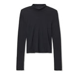 PerfectWhiteTee - Kim French Jersey Mockneck Top - True Black