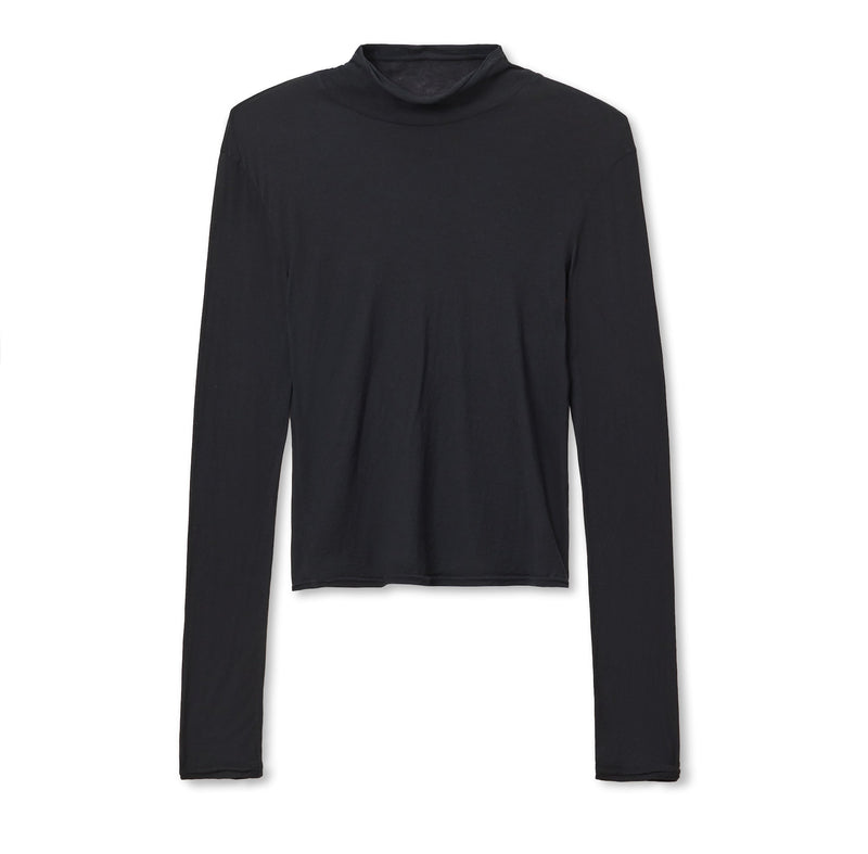 PerfectWhiteTee - Kim French Jersey Mockneck Top - True Black
