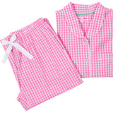 Women's Hepburn Gingham Pink Long PJ Set