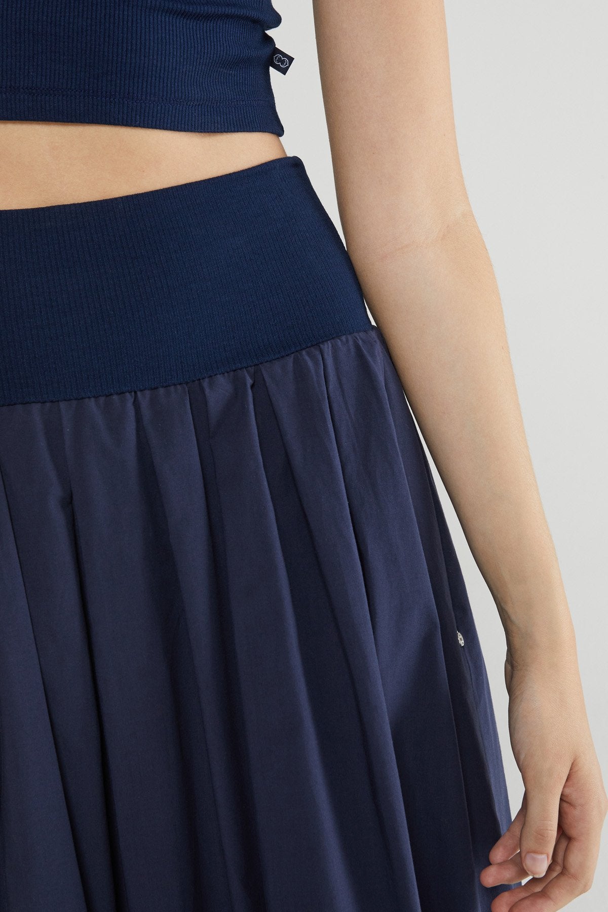 Ottod'Ame Poplin Long Skirt, Navy