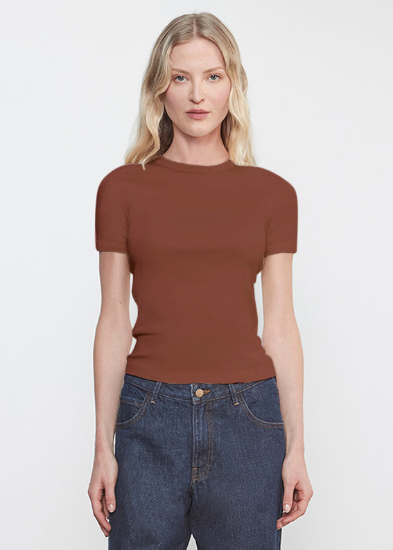 Enza Costa - Supima Cotton New Classic S/S Tee - Nutmeg