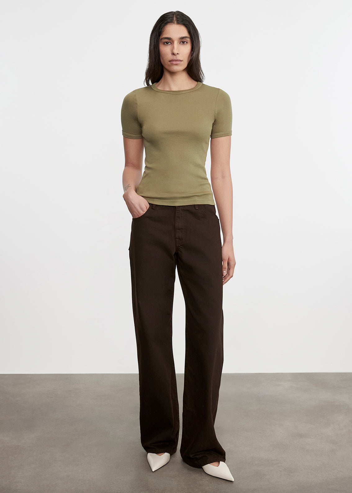 Enza Costa - Supima Cotton New Classic S/S Tee - Olive Stone