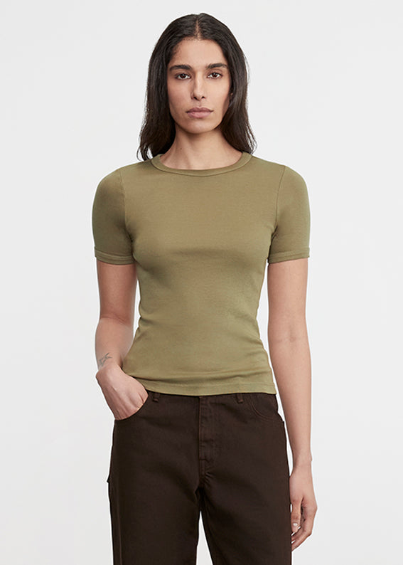 Enza Costa - Supima Cotton New Classic S/S Tee - Olive Stone