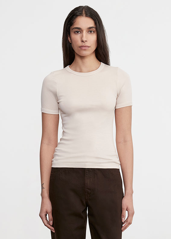 Enza Costa - Supima Cotton New Classic Short Sleeve Tee - Parchment